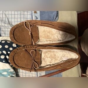 Target Universal Threads Tan Fur Fleece Lined Moccasins Suede Slippers Shoes 11